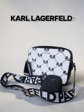 Karl Lagerfeld Black & White Logo Bag w/ Pouch NWT! (Retail $198)